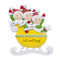 YELLOW TAXI SLEIGH FAMILY ORNAMENT - 3