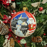 SANTA & LADY LIBERTY PLAYING PIANO GLASS BALL