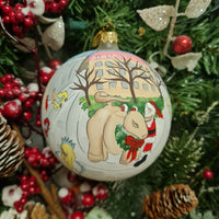 SANTA WITH WALL STREET BULL GLASS BALL
