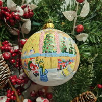 SANTA AND LADY LIBERTY RADIO CITY MUSIC HALL GLASS BALL