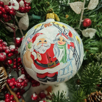 SANTA AND LADY LIBERTY AT CENTRAL PARK GLASS BALL