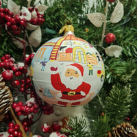 SANTA AND LADY LIBERTY DANCING GLASS BALL
