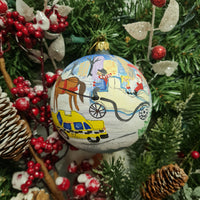 SANTA AND LADY LIBERTY CARRIAGE GLASS BALL