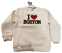 BOSTON / YOUTH / CREWNECK / BYCW-04 / I LOVE BOSTON / APPLIQUE / WHITE