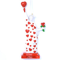 7" LADY LIBERTY RED HEARTS ORNAMENT
