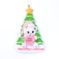 TEDDY BEAR GIRL WITH TREE ORNAMENT