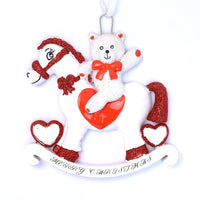 RED TEDDY ROCKING HORSE ORNAMENT