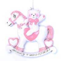 PINK TEDDY ROCKING HORSE ORNAMENT
