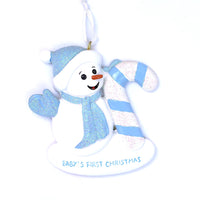 BLUE SNOWBABY CANDY CANE ORNAMENT
