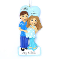 EXPECTING COUPLE BLUE ORNAMENT
