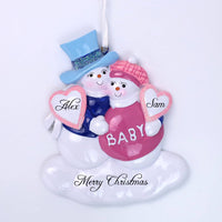PINK & BLUE EXPECTING SNOWMEN ORNAMENT