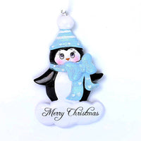 PENGUIN WITH BLUE BOW ORNAMENT