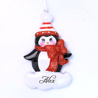 PENGUIN WITH RED BOW ORNAMENT