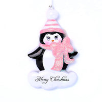 PENGUIN WITH PINK BOW ORNAMENT