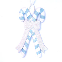 BLUE CROSSED CANDY CANES ORNAMENT