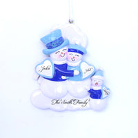SNOWMAN FAMILY ORNAMENT - ALL BLUE