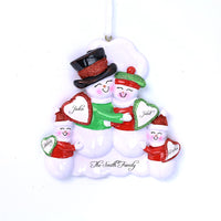 SNOWMAN FAMILY ORNAMENT - RED AND GREEN 4