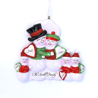 SNOWMAN FAMILY ORNAMENT - RED AND GREEN 5