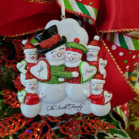 SNOWMAN FAMILY ORNAMENT - RED AND GREEN 6