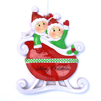 RED TAXI SLEIGH COUPLE ORNAMENT