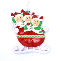 RED TAXI SLEIGH FAMILY ORNAMENT - 3