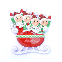 RED TAXI SLEIGH FAMILY ORNAMENT - 4