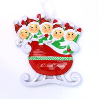 RED TAXI SLEIGH FAMILY ORNAMENT - 5