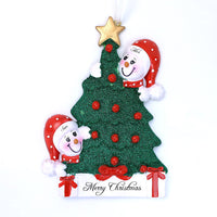 CHRISTMAS TREE SNOWMAN COUPLE ORNAMENT