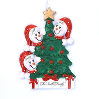 CHRISTMAS TREE SNOWMAN FAMILY ORNAMENT - 3
