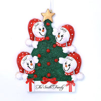 CHRISTMAS TREE SNOWMAN FAMILY ORNAMENT- 4