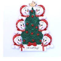 CHRISTMAS TREE SNOWMAN FAMILY ORNAMENT - 6