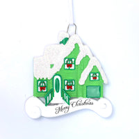 GREEN SNOWCAPPED HOUSE ORNAMENT