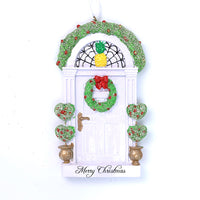 MERRY WHITE PINEAPPLE DOOR ORNAMENT