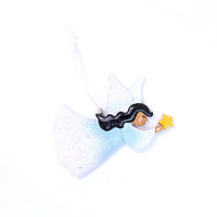 BLACK-HAIRED FLYING ANGEL ORNAMENT