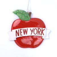 NYC APPLE WITH BANNER ORNAMENT