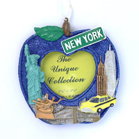 BLUE APPLE PICTURE FRAME ORNAMENT