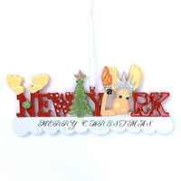 NEW YORK REINDEER WORD ORNAMENT