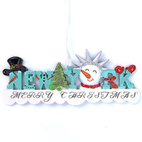NEW YORK SNOWMAN WORD ORNAMENT