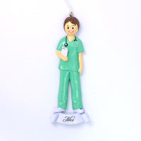 GREEN NURSE BOY ORNAMENT