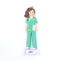 GREEN NURSE GIRL ORNAMENT