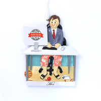 REMOTE WORK BOY ORNAMENT