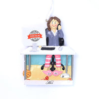 REMOTE WORK GIRL ORNAMENT