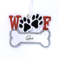 WOOF DOG BONE ORNAMENT