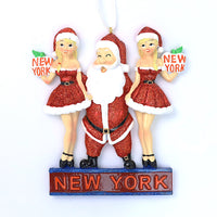 SANTA WITH TWO  DANCERS ORNAMENT