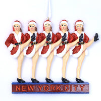 5 ROCKETTES DOING HIGH KICKS ORNAMENT