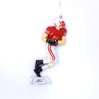 RED AMERICAN FOOTBALL PLAYER ORNAMENT