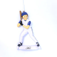BLUE BASEBALL PLAYER ORNAMENT