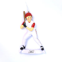 RED BASEBALL PLAYER ORNAMENT