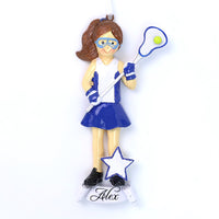 BLUE LACROSSE GIRL ORNAMENT