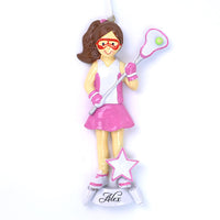 PINK LACROSSE GIRL ORNAMENT
